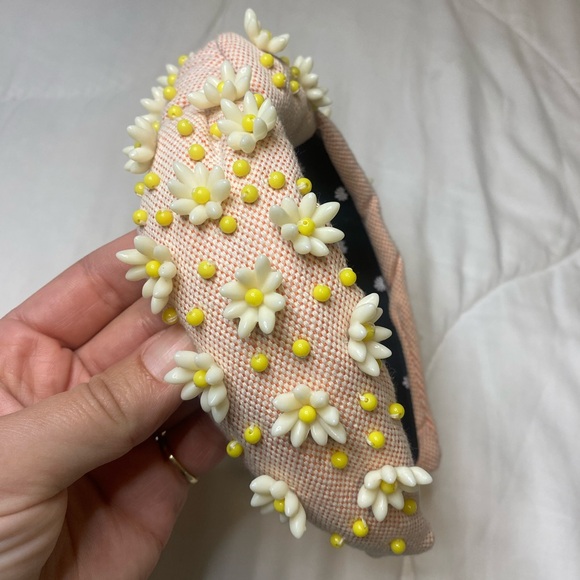 Lele Sadoughi Coral and Yellow Floral Headband - Picture 5 of 6
